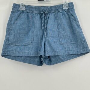 J.crew Factory Blue Chambray Cotton Elastic Waist/Drawstring Shorts Size XS